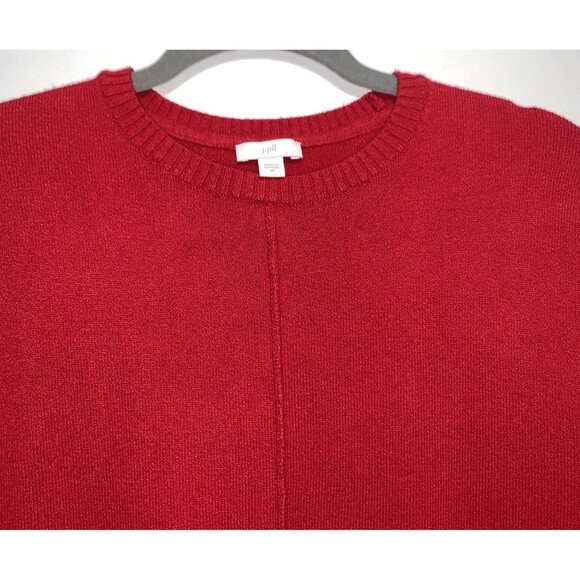 J Jill Sweater Red Crew Neck Pullover Front Pockets Oversized Size XS - Picture 2 of 8
